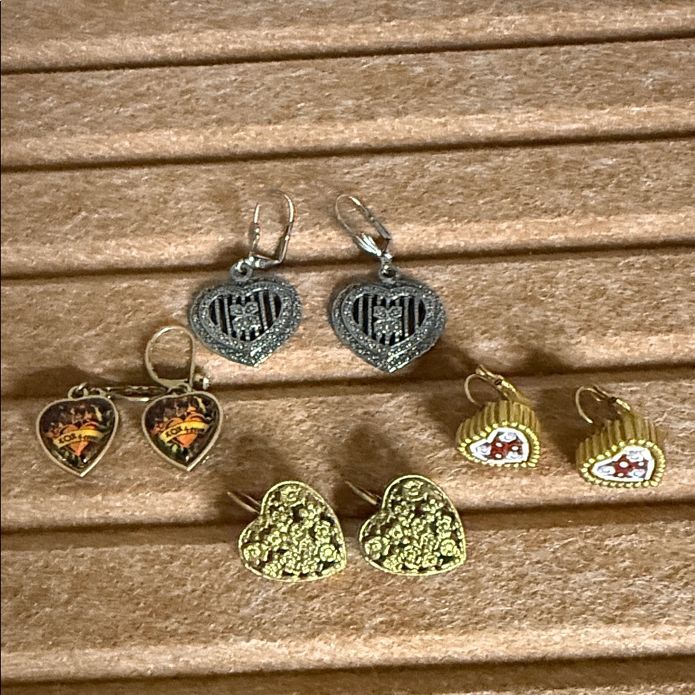 Bundle of Heart-Shaped Gold and Silver Earrings Collection